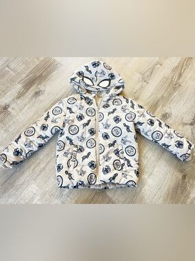 Marvel Hooded Jacket in Light Gray and Black Logo